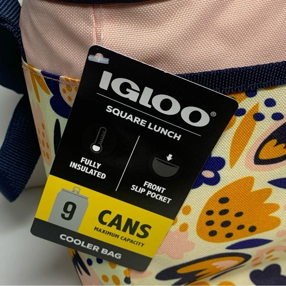 Igloo Lunch Cooler 9 Can Square Bag Retro Floral New